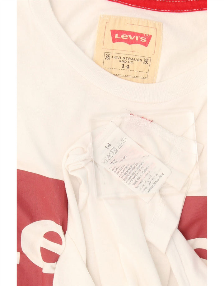 LEVI'S Boys Graphic Top Long Sleeve 13-14 Years White Cotton