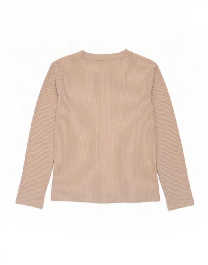 Zara Dame Top Langærmet UK 14 Medium Beige Polyester