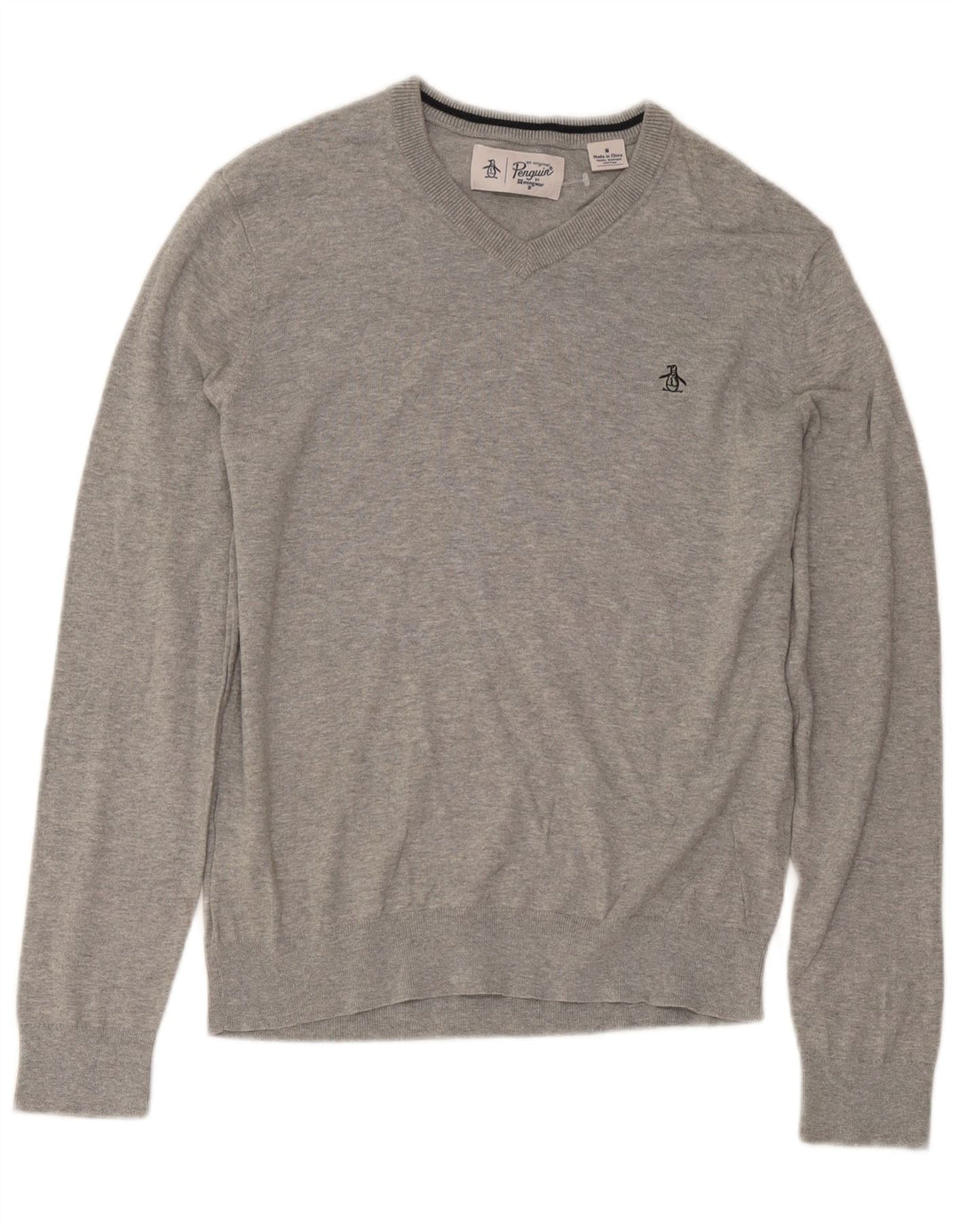 Penguin Herre V-hals sweater Medium Grå Bomuld