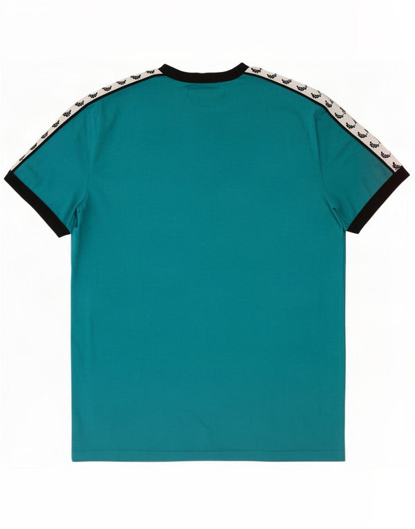 Fred Perry Herre grafisk T-shirt Top Medium Turkis Colourblock Bomuld