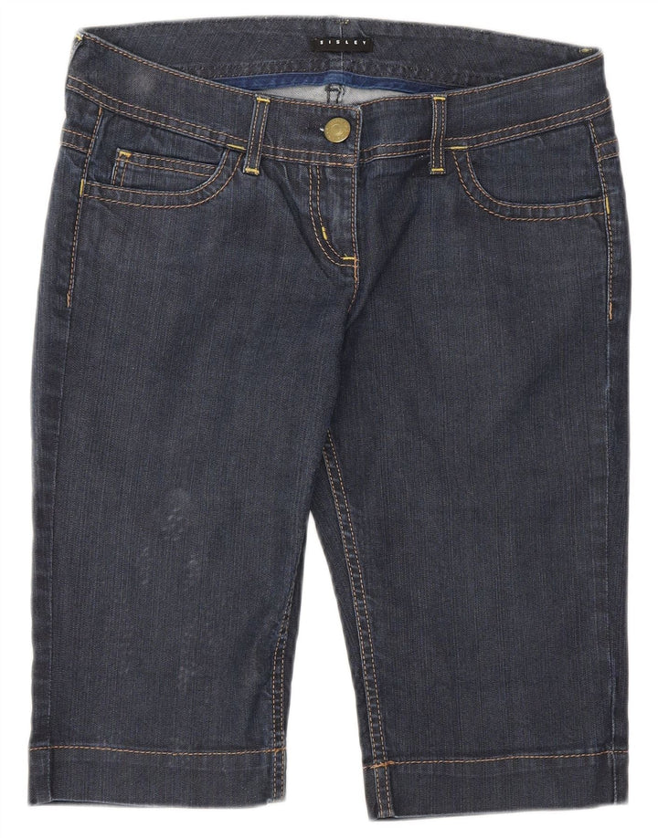 SISLEY Womens Denim Bermuda Shorts W30 Medium Navy Blue
