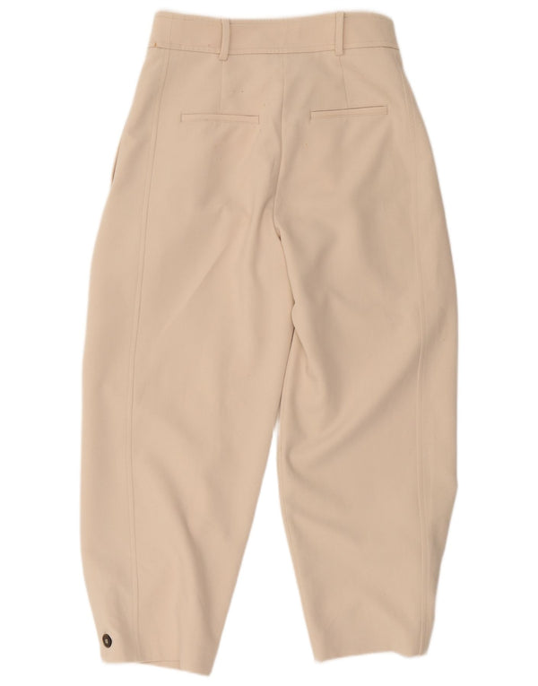 Zara Kvinder Højtaljet Pegged Cropped Bukser Medium W28 L25 Beige