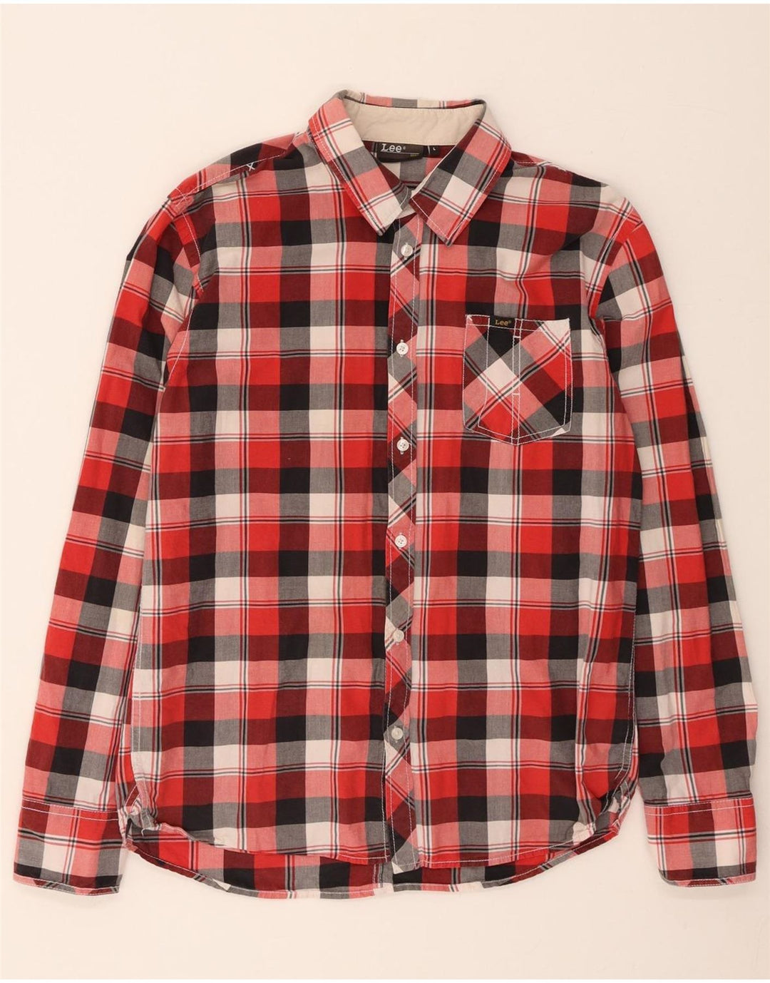 LEE Mens Shirt Large Red Check Cotton Vintage Lee and Second-Hand Lee from Messina Hembry 