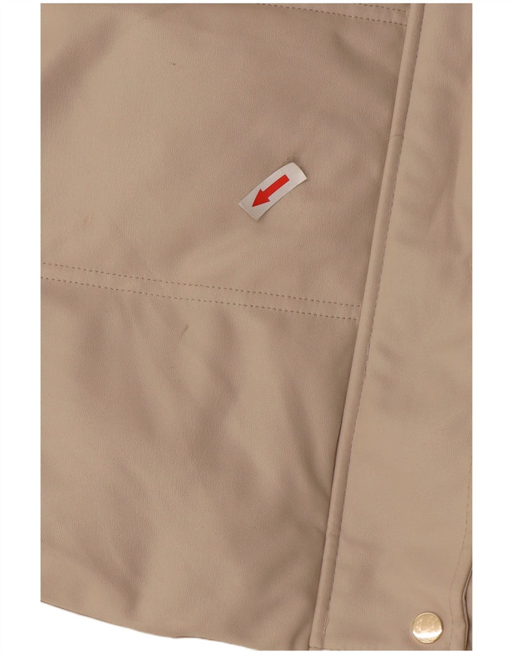 Zara Dame Hætte ærmeløs polstret jakke UK 14 Medium Beige Polyester