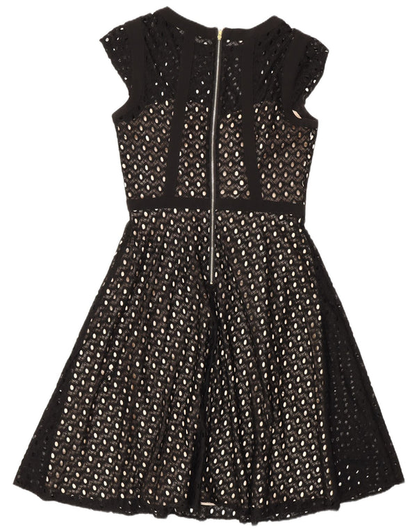 Monsoon Dame A-Line Kjole UK 10 Small Black Nylon
