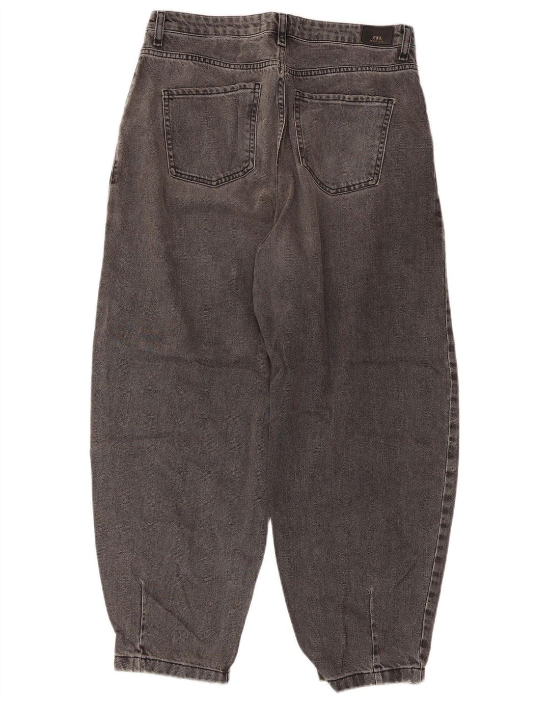 Zara Dameballon Højtaljede Cropped Jeans EU 40 Medium W30 L26 Grå