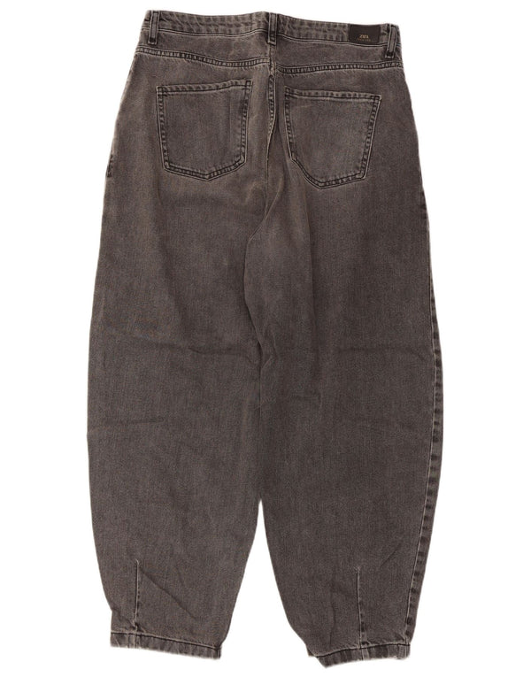 Zara Dameballon Højtaljede Cropped Jeans EU 40 Medium W30 L26 Grå