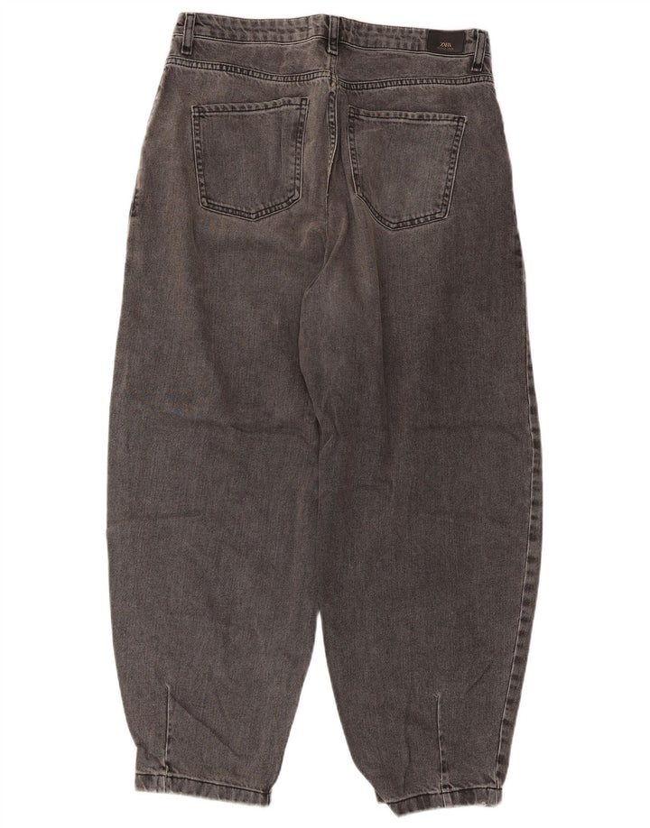 Zara Dameballon Højtaljede Cropped Jeans EU 40 Medium W30 L26 Grå