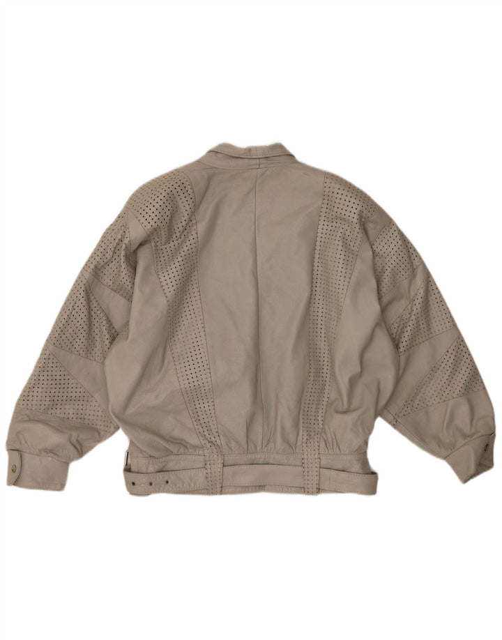 GABRIELLA BENELLI Oversized jakke til kvinder EU 36 lille gråt læder