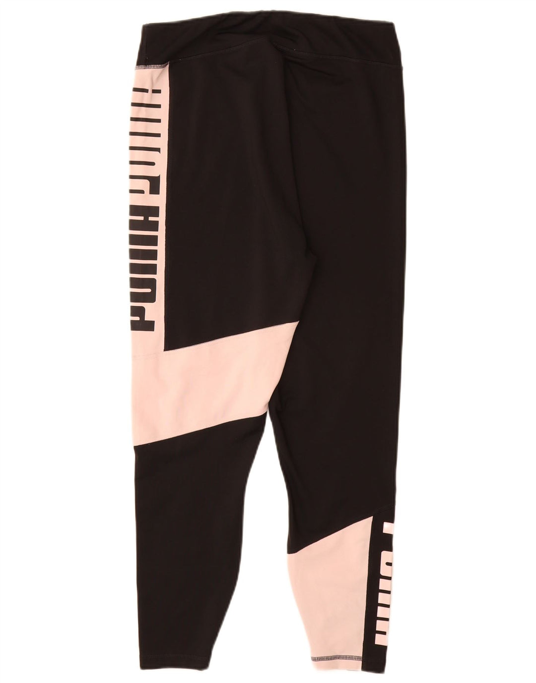 PUMA Womens Crop Graphic Leggings UK 14 Large Black Colourblock