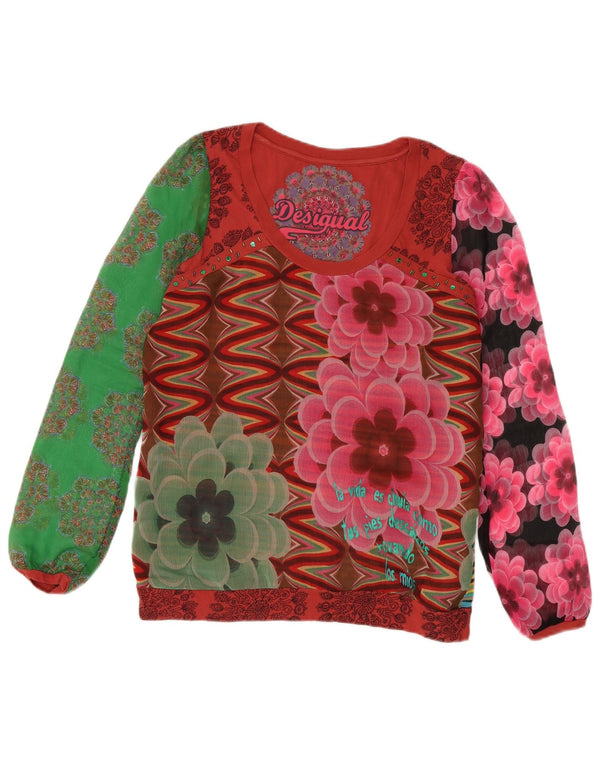 Desigual Dame Grafisk Top Langærmet UK 16 Large Multicolored Floral