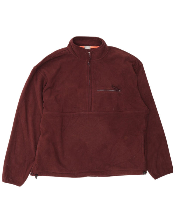 Gap Herre Zip Neck Fleece Jumper Large Burgundy Polyester