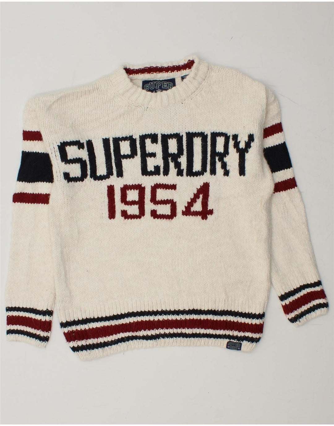 SUPERDRY Dame sweater med rund hals DK 6 XS Hvid Colourblock