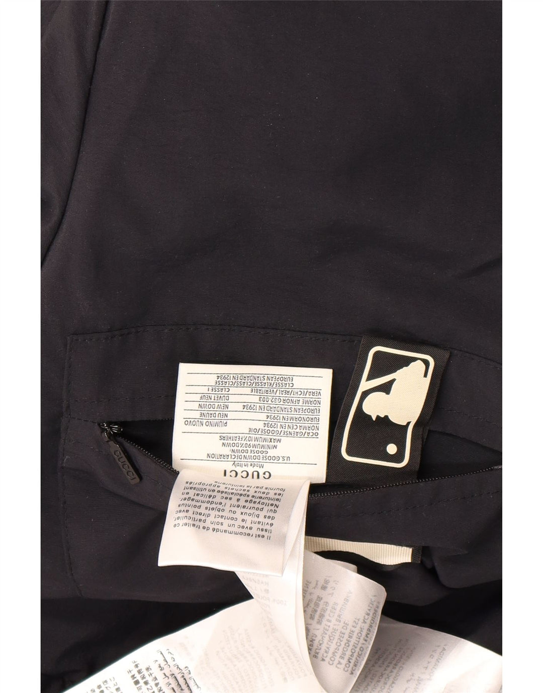 Gucci Herre grafisk hættepolstret frakke IT 46 Stor sort polyamid