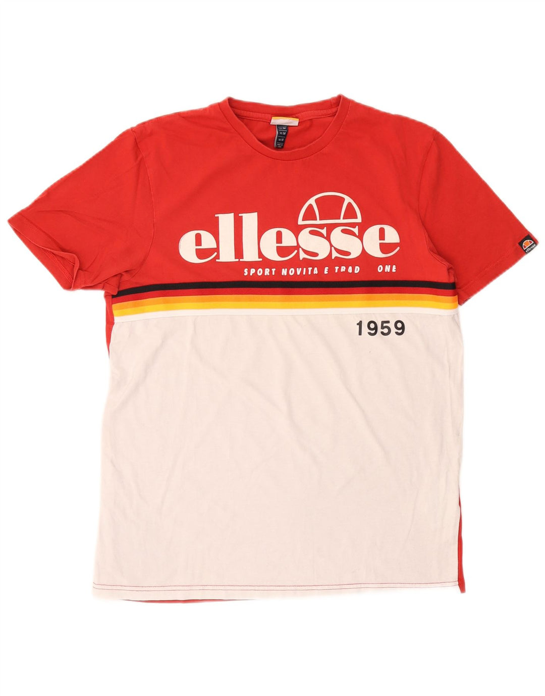 Ellesse Herre Grafisk T-Shirt Top Medium Rød Colourblock Bomuld