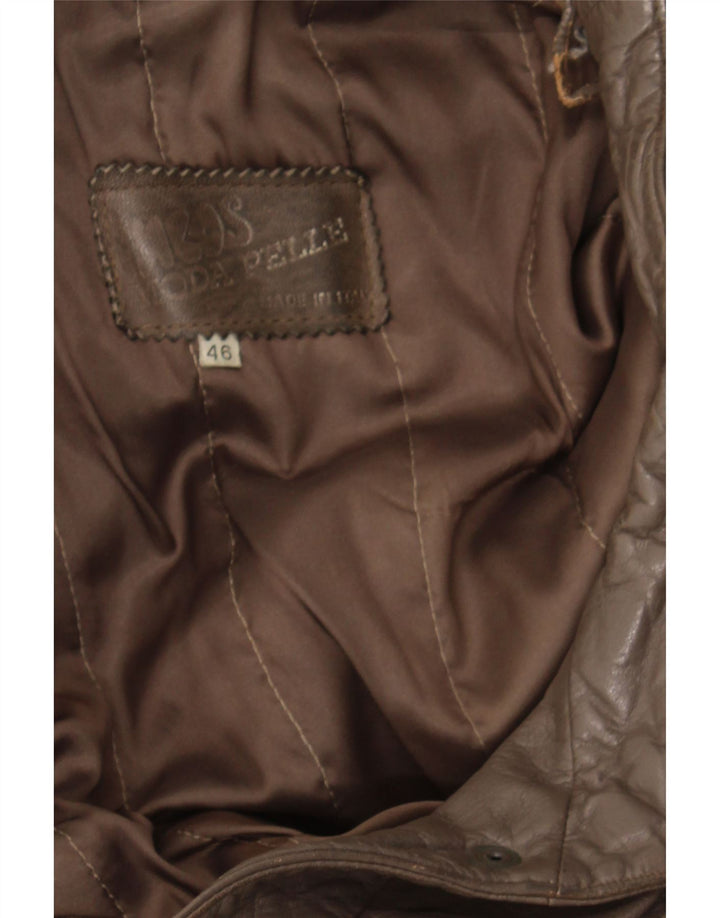 VINTAGE Womens Leather Jacket IT 46 Large Brown Leather Vintage Vintage and Second-Hand Vintage from Messina Hembry 