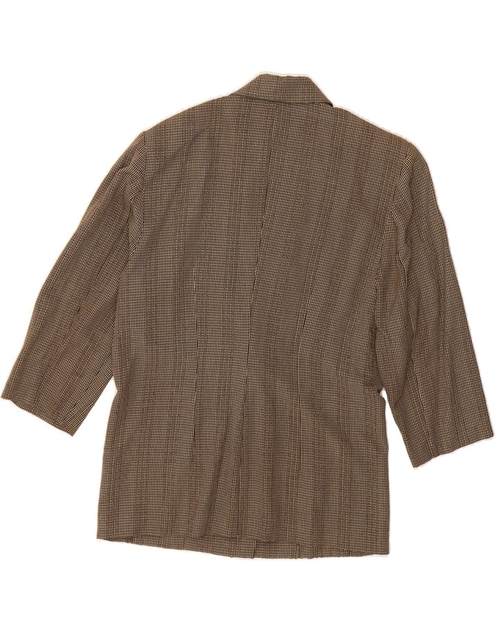 VINTAGE Womens 3/4 Sleeve 2 Button Blazer Jacket UK 14 Large Brown Check Vintage Vintage and Second-Hand Vintage from Messina Hembry 