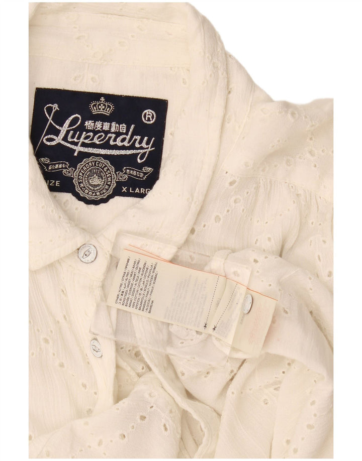 Superdry Dameskjorte UK 18 XL Hvid Bomuld