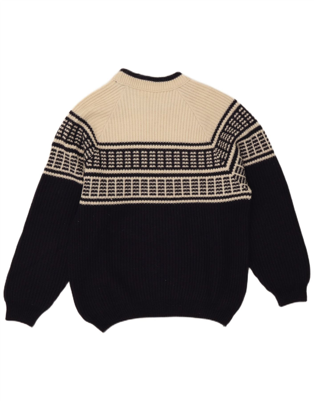 American System Herre Crew Neck Jumper Sweater Large Navy Blue Colourblock