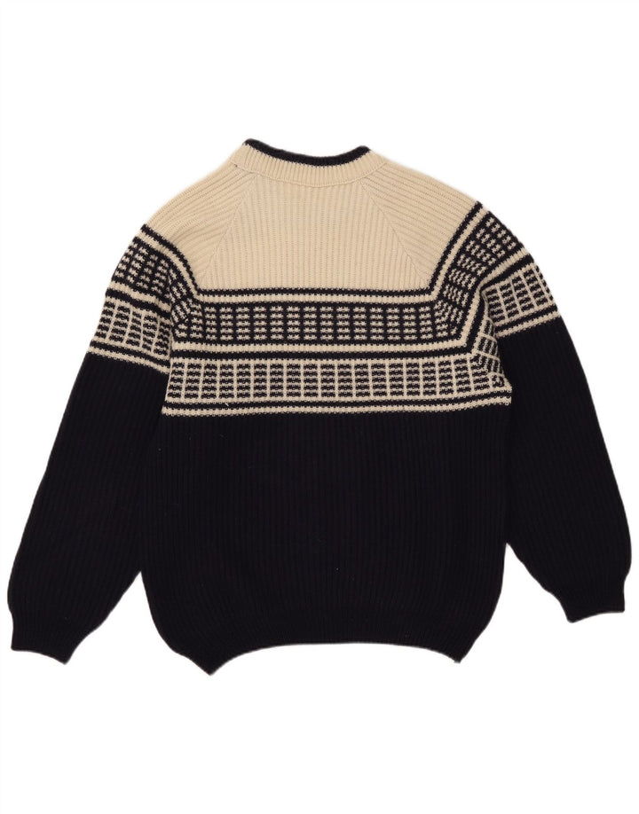 American System Herre Crew Neck Jumper Sweater Large Navy Blue Colourblock
