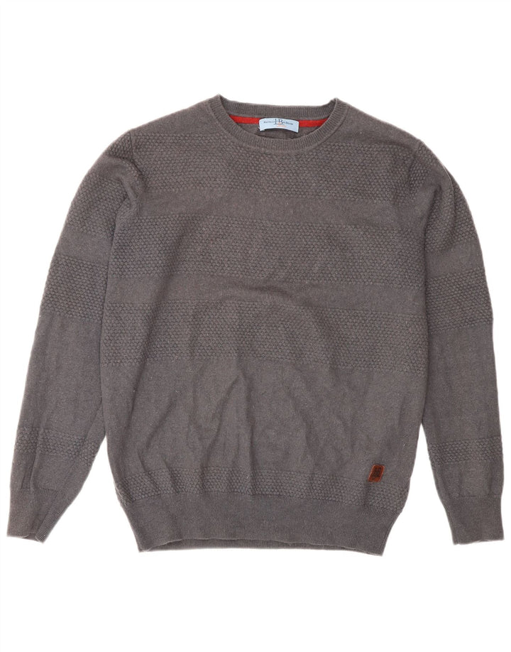 Harmont & Blaine Herre sweater med rund hals, mellemgrå uld