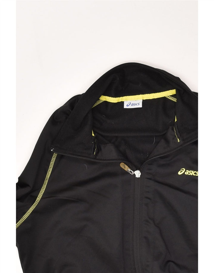 ASICS Womens Tracksuit Top Jacket UK 16 Large Black Polyester | Vintage Asics | Thrift | Second-Hand Asics | Used Clothing | Messina Hembry 