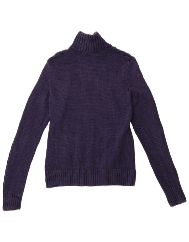 RALPH LAUREN Dame Cardigan Sweater UK 12 Medium Navyblå Bomuld