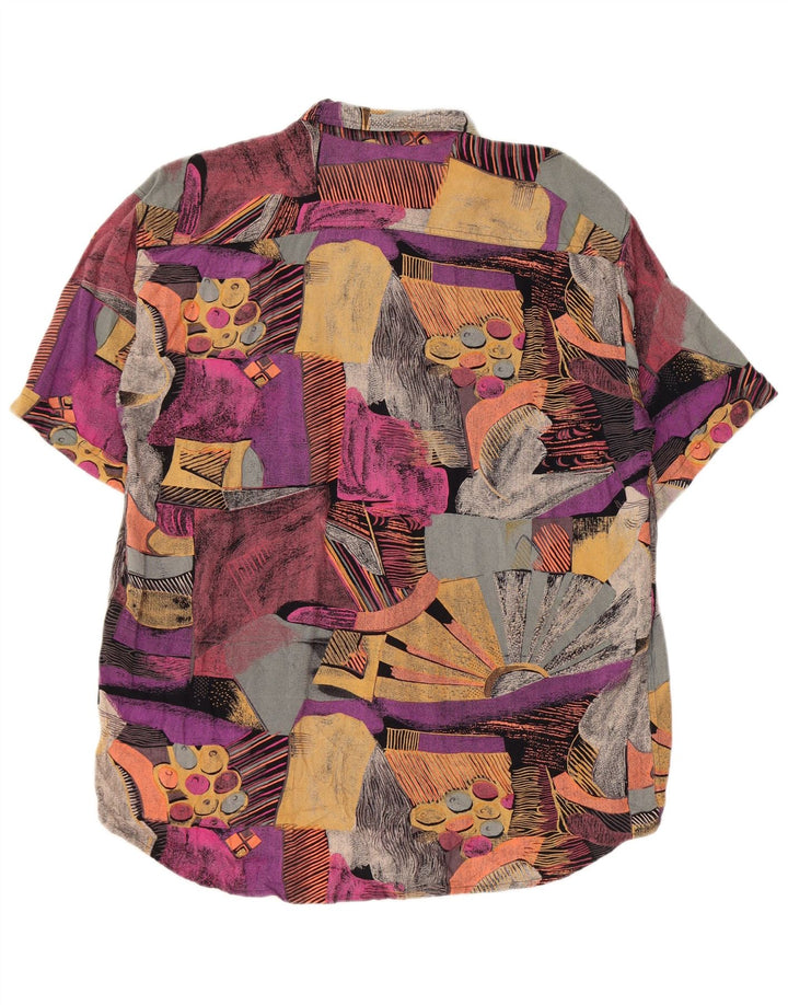 Vintage Herre Loose Fit skjorte Medium Flerfarvet Colourblock Retro