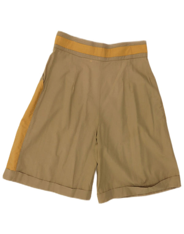 Vintage kvinders højtaljede bermudashorts IT 44 Medium W28 Khaki Colourblock