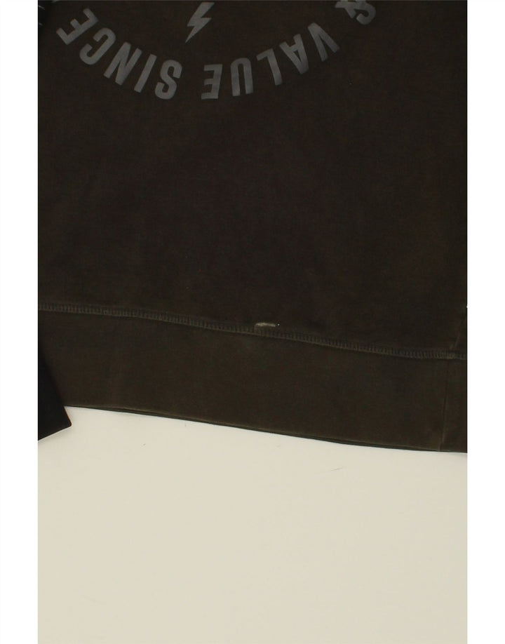 JACK & JONES Mens Core Graphic Hoodie Jumper Small Green Colourblock Vintage Jack & Jones and Second-Hand Jack & Jones from Messina Hembry 