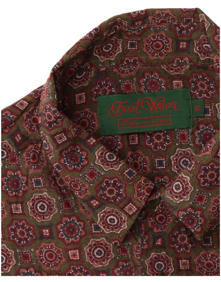 Vintage herreskjorte XL Brown Floral Rayon