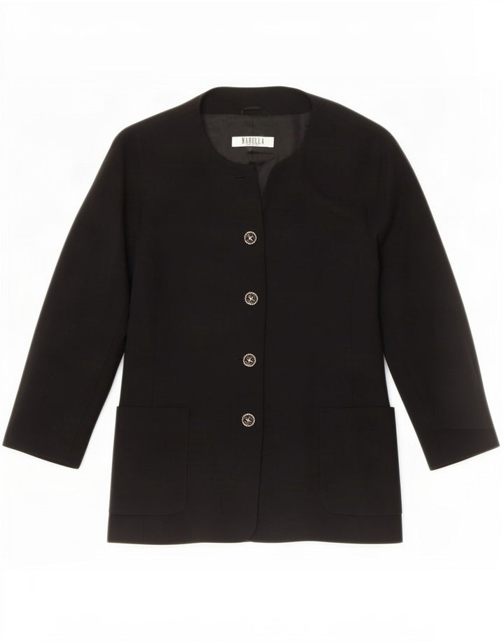 Marella Dame 4 Button Blazer Jacket UK 12 Medium Black New Wool