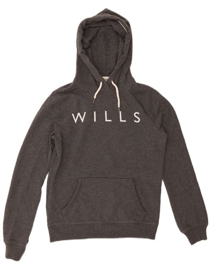 JACK WILLS Grafisk oversized hættetrøje til damer UK 8 Lille grå bomuld
