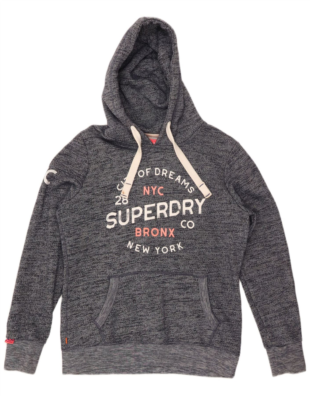 SUPERDRY Bronx grafisk hættetrøje til kvinder, UK 16, stor grå flækket