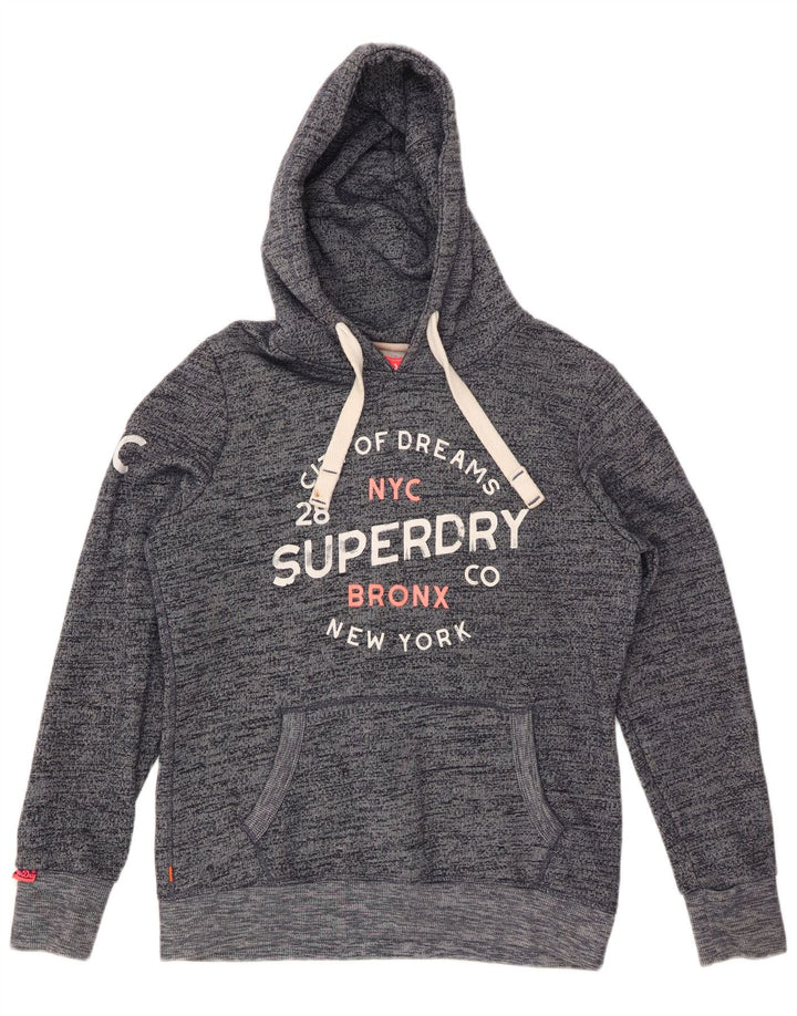 SUPERDRY Bronx grafisk hættetrøje til kvinder, UK 16, stor grå flækket