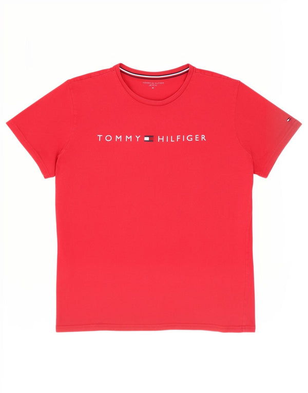 Tommy Hilfiger Herre Grafisk T-Shirt Top XL Rød