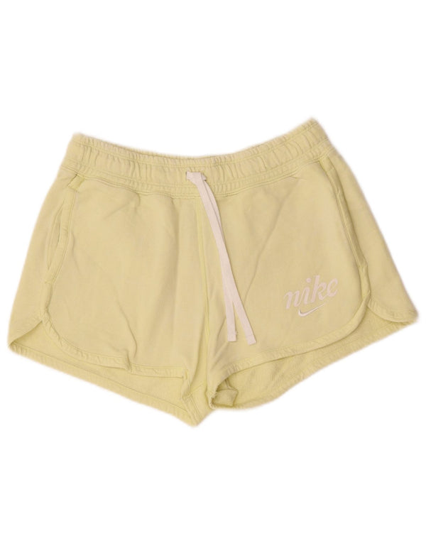 Nike Dame grafiske sportsshorts UK 10 Small Yellow Bomuld