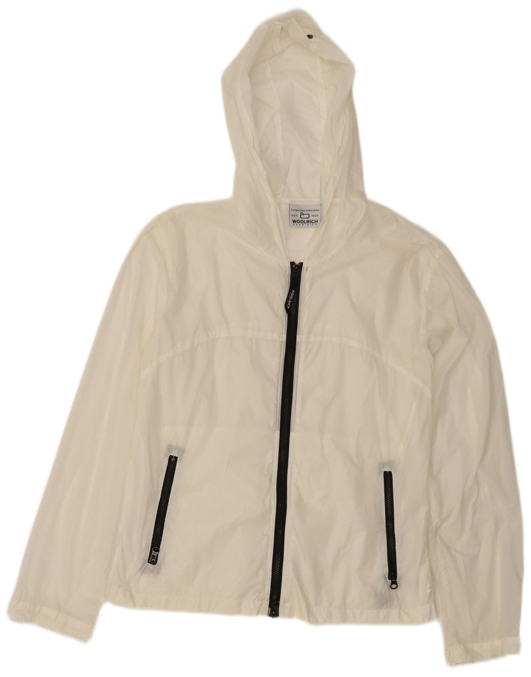 Woolrich Regnjakke med hætte til kvinder UK 14 Medium White Nylon