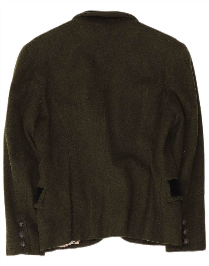 Vintage Dame 1 Knap Blazer Jacket UK 14 Stor Khaki Colourblock