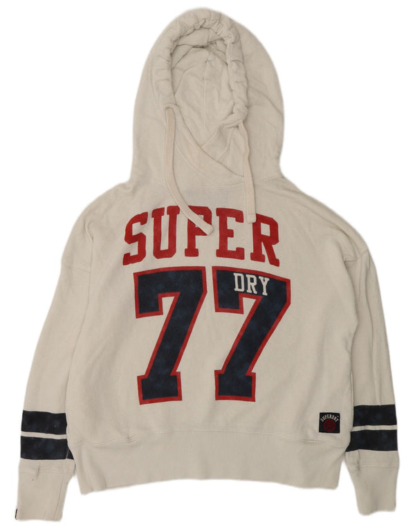 Superdry Grafisk Oversized Hoodie Jumper til kvinder UK 10 Lille hvid bomuld