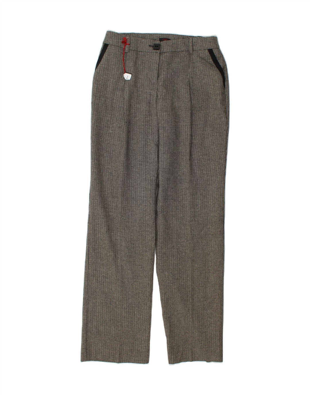 VINTAGE Womens Chino Trousers IT 42 Medium W28 L33 Grey Houndstooth Vintage Vintage and Second-Hand Vintage from Messina Hembry 
