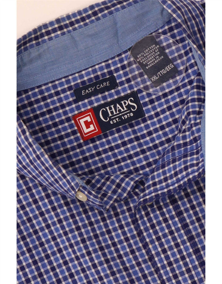 Chaps Herre Easy Care skjorte 2XL Blue Gingham Cotton