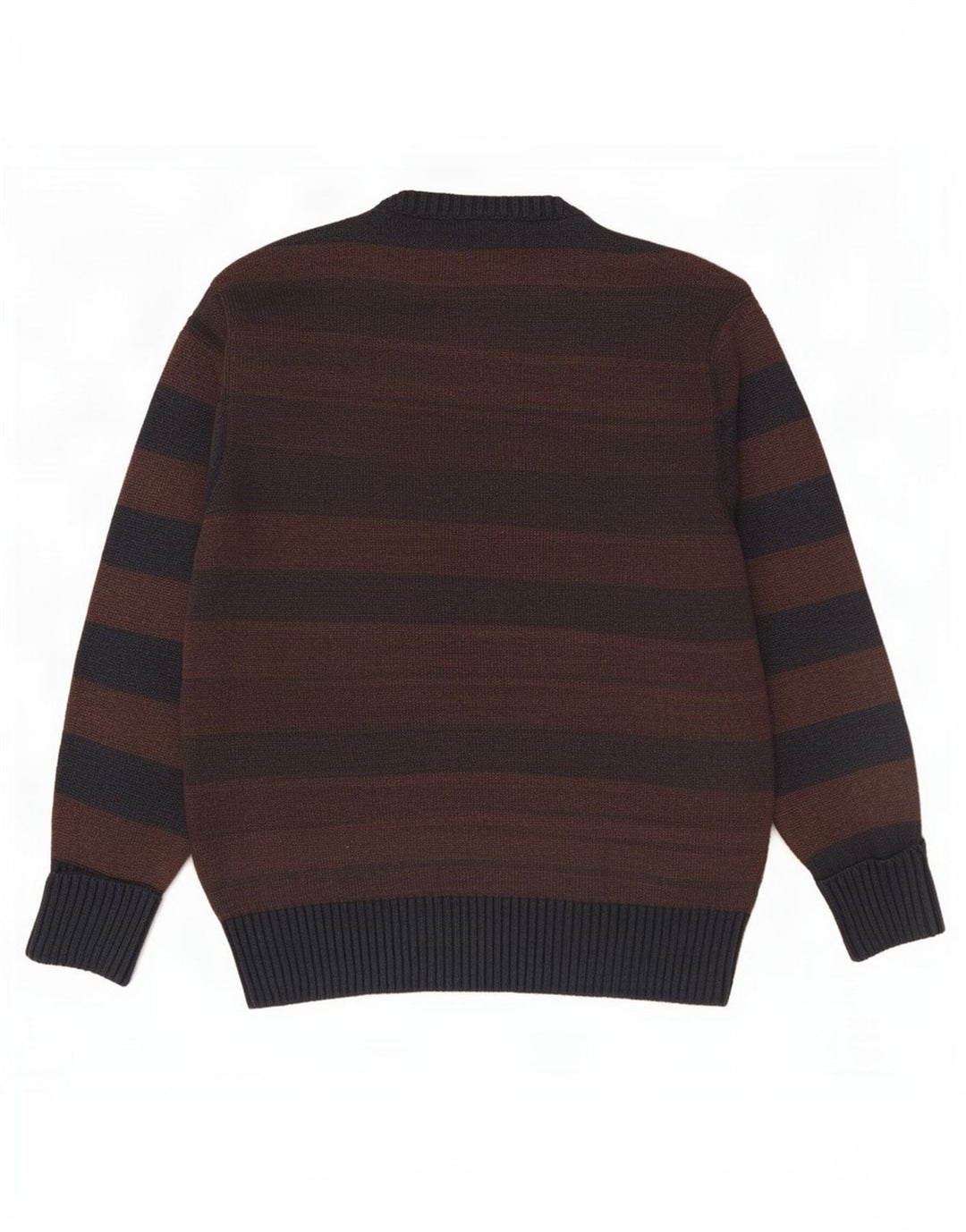 Marlboro Classics Herre Crew Neck Jumper Sweater UK 14 medium brun stribet