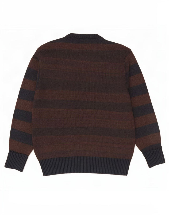 Marlboro Classics Herre Crew Neck Jumper Sweater UK 14 medium brun stribet
