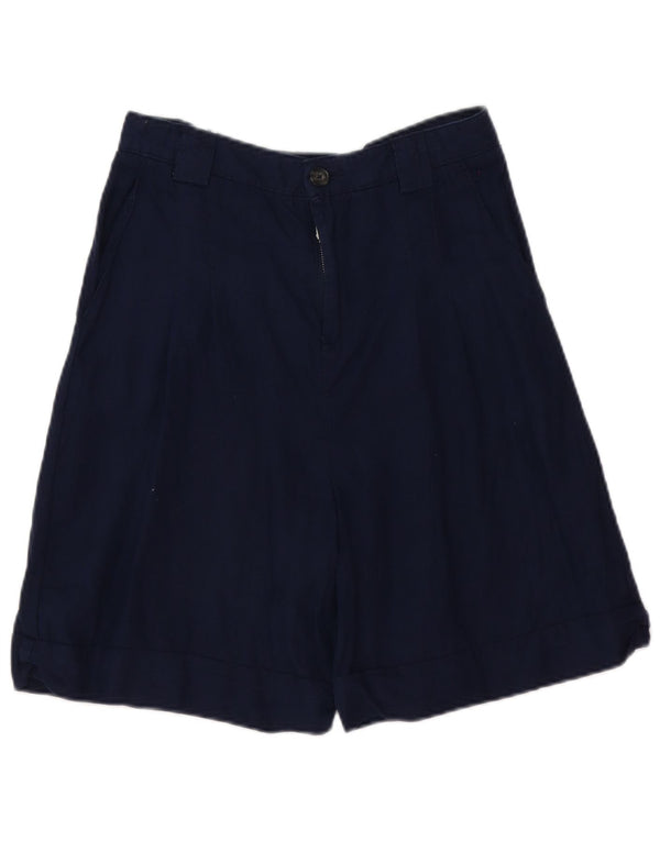 Benetton Womens Wide Leg Casual Shorts EU 38 Medium W28 Navy Blue Linen