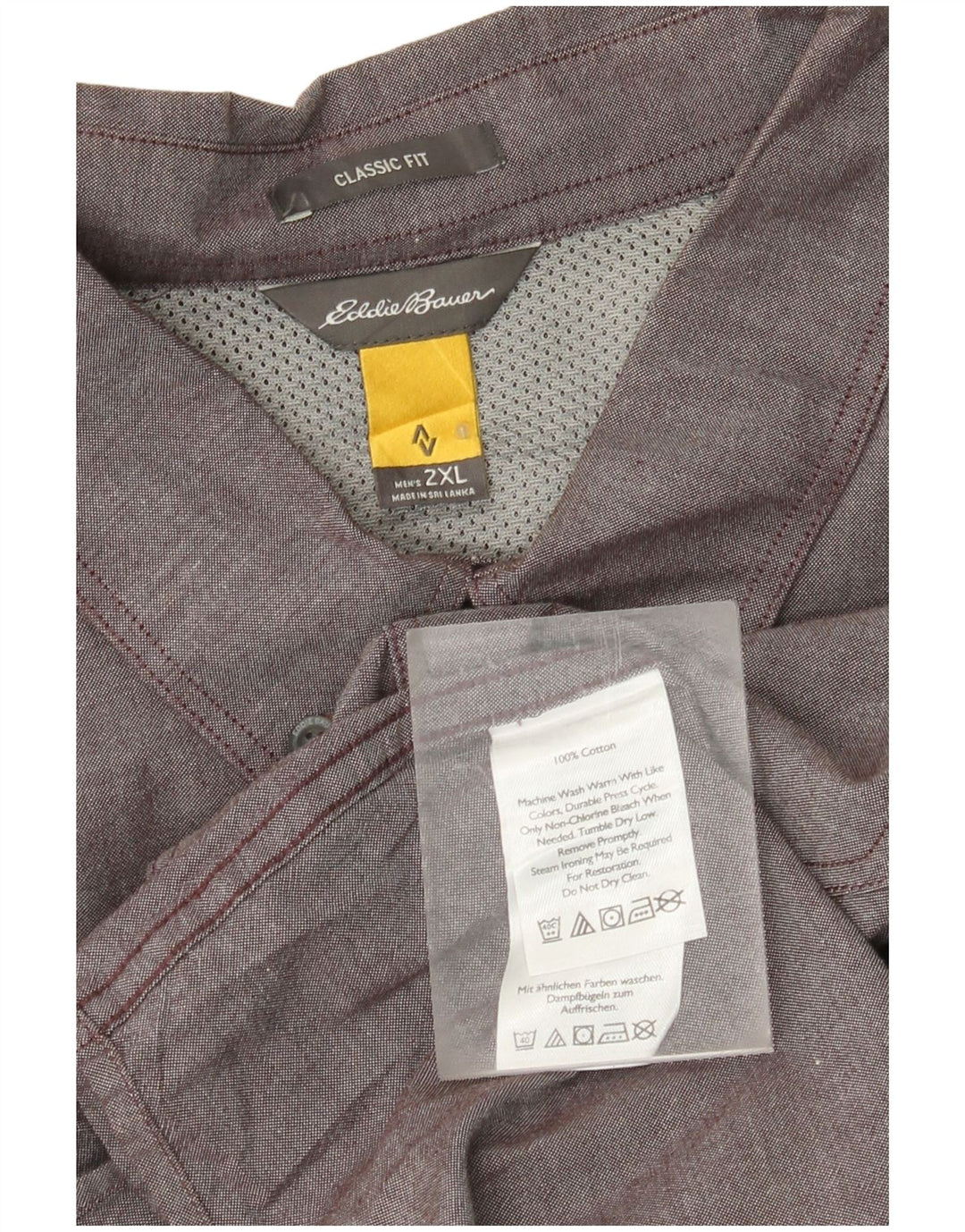 Eddie Bauer Herre Classic Fit skjorte 2XL grå bomuld