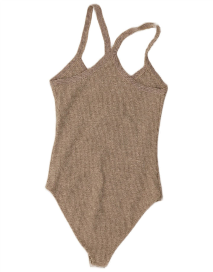 Zara Dame Ærmeløs Bodysuit UK 8 Lille Grå Bomuld