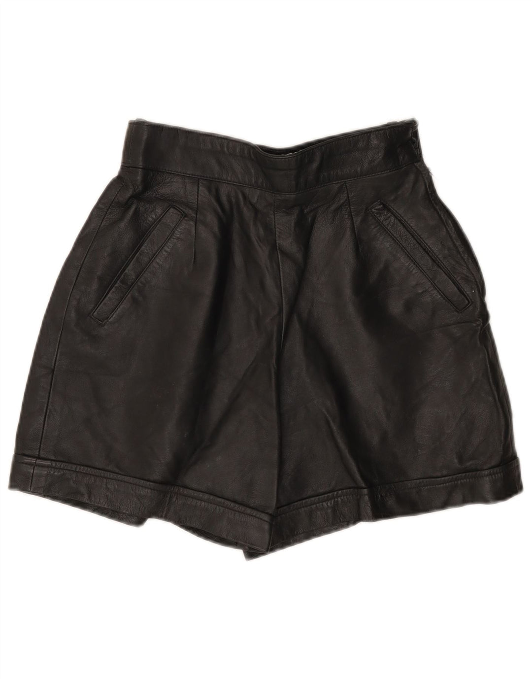 MISS JOY kvinders højtaljede lædershorts EU 38 Medium W25 sort læder