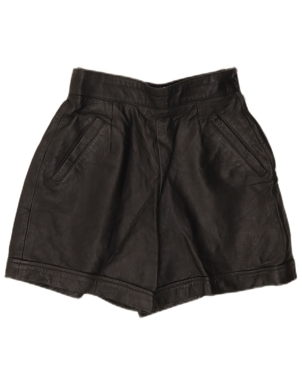 MISS JOY kvinders højtaljede lædershorts EU 38 Medium W25 sort læder