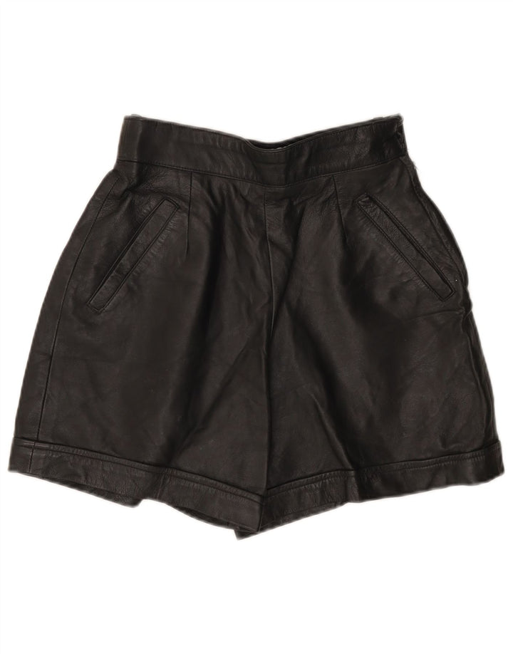 MISS JOY kvinders højtaljede lædershorts EU 38 Medium W25 sort læder